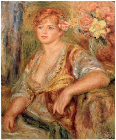 Blonde Girl with a Rose by Pierre Auguste Renoir